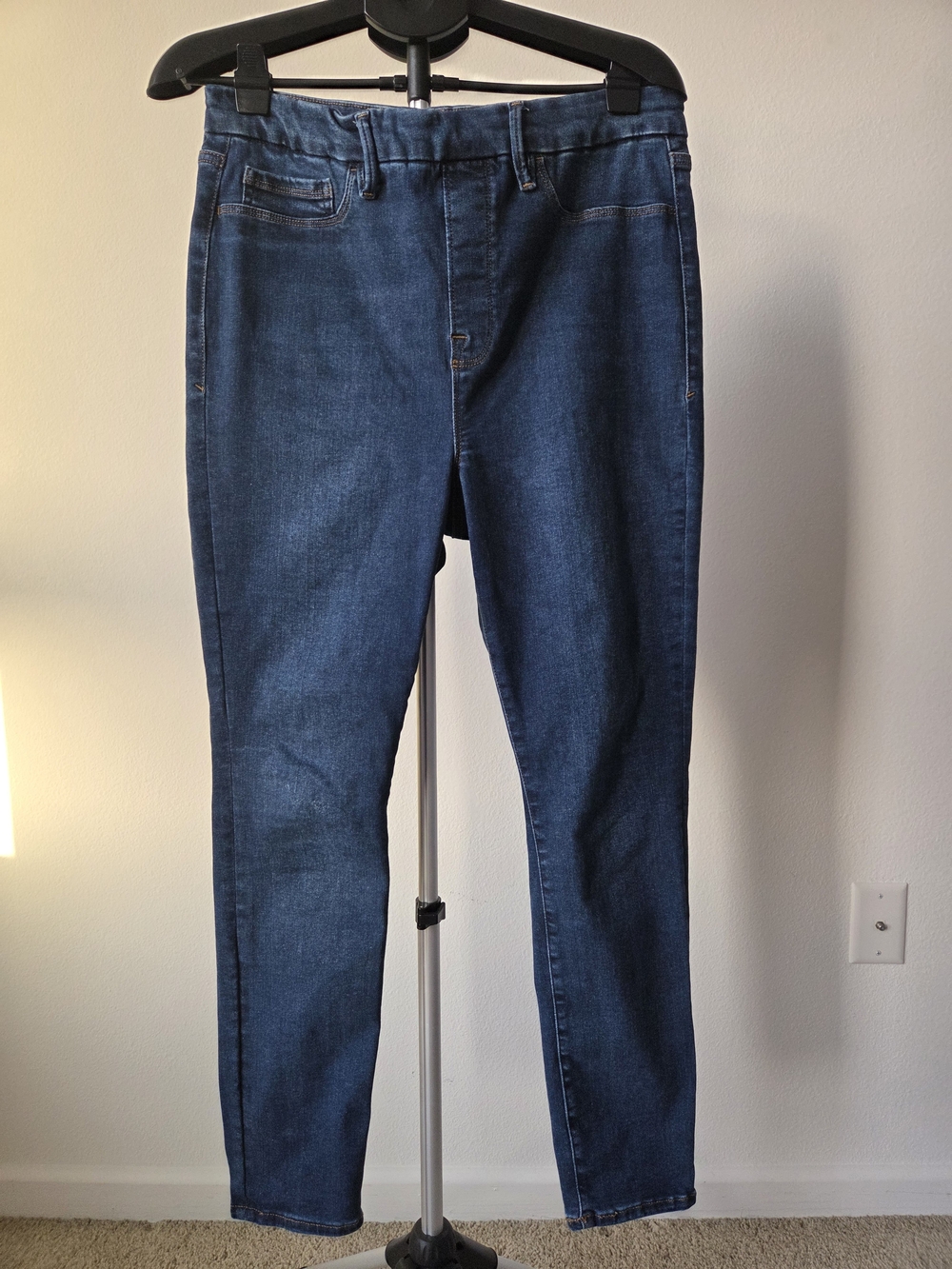 Good American Power Stretch Pull-On Skinny High Rise Jeans Dark Wash XL